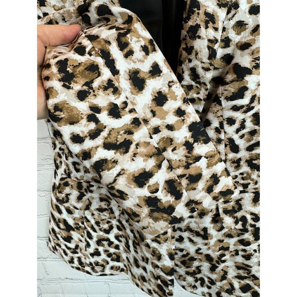 CALVIN KLEIN beige black animal leopard classic career blazer jacket 8P NWOT - Picture 6 of 9
